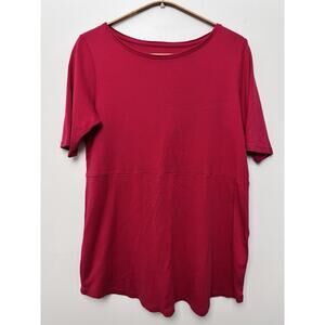 J. Jill Shirttail Tee Shirt Women's Small 100% Pima Cotton Hot Pink Short Sleeve
